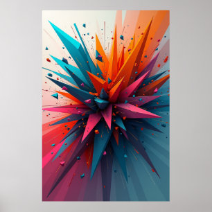 Poster Velocidade Fraturada: Arte Abstrata Geométrica Din