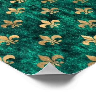 Poster Veludo Verde Grunge Fleur De Lis Mardi Gras