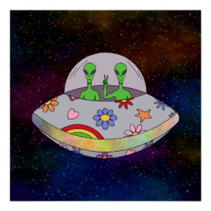 Pôster Vêm no UFO da paz
