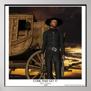 Poster "Vem obter-lhe" a arte ocidental do Gunslinger dos