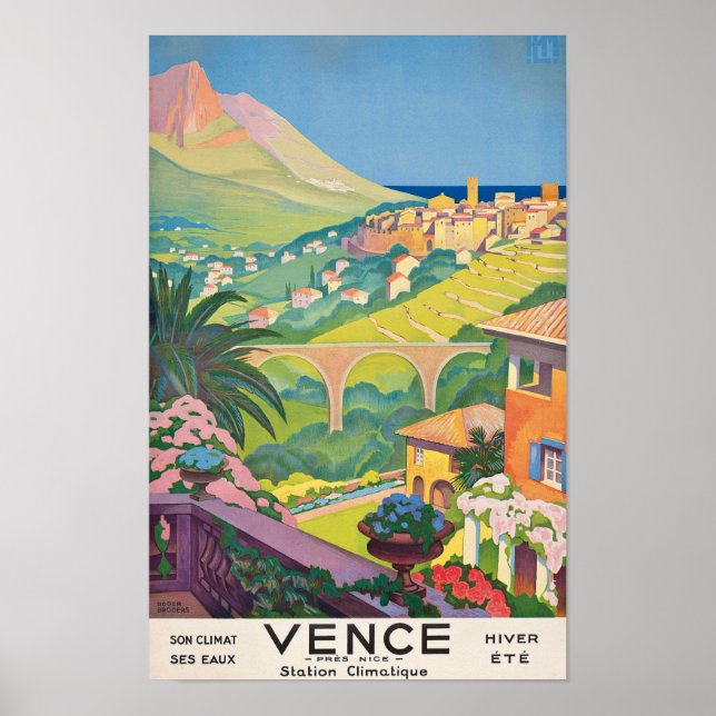 Poster Vence France Viagens vintage (Frente)