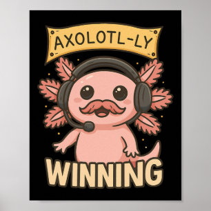 Poster Vencedor Axolotl-ly Design de jogador engraçado pa