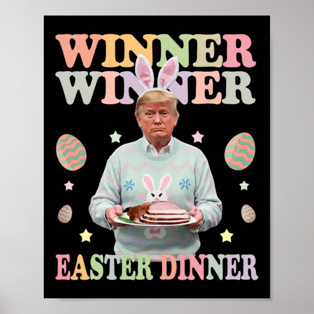 Poster Vencedor da Páscoa Janta Presidente Trump Happy (Frente)