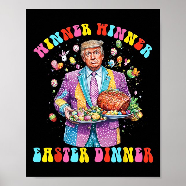 Poster Vencedor da Páscoa Janta Presidente Trump Happy (Frente)