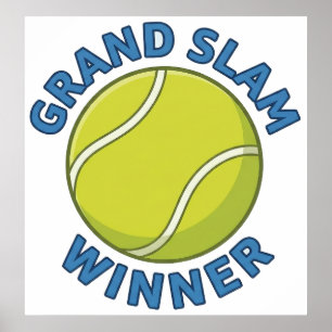 Poster Vencedor do Grand Slam Bola de Tênis Campeão Espor