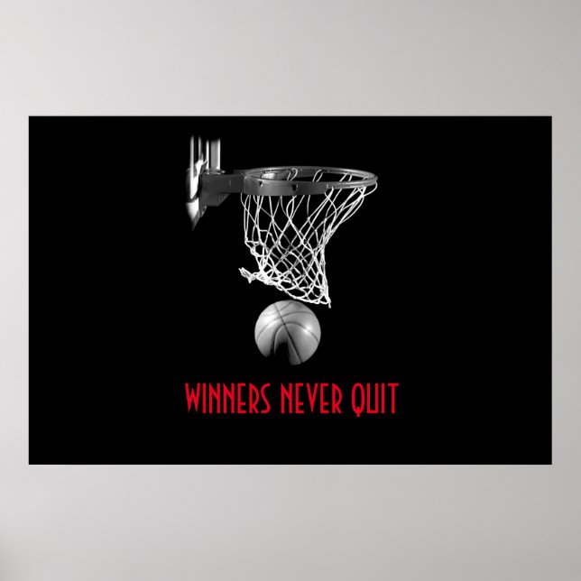 Poster Vencedores Nunca Desistem Basquetebol (Frente)