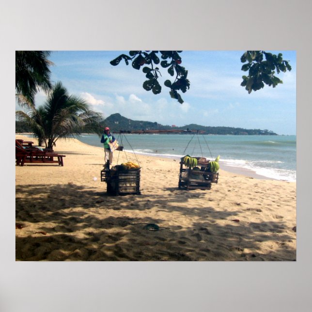Poster Vendas na Praia ... Praia de Lamai, Ilha de Koh Sa (Frente)