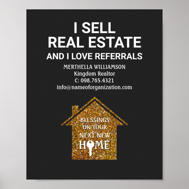 Poster Vende Real Estate Love Referals Realtor (Frente)