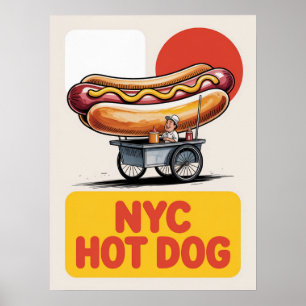 Poster Vendedor de Rua de Cachorro Quente de NYC Arte de