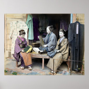 Poster Vendedor de Tecidos do Japão 1870