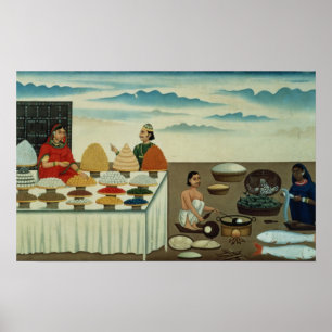 Pôster Vendedor dos peixes, fabricante do sweetmeat e