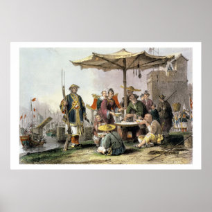 Pôster Vendedores do arroz na estação militar de