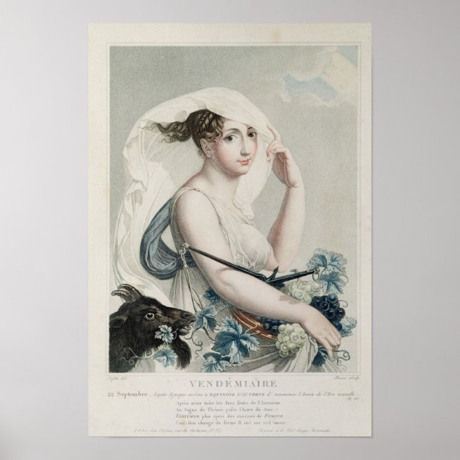 Pôster Vendemiaire, primeiro mês de calendário republican (Frente)
