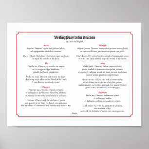 Poster Vendendo Orações para Deacons em Latim e Inglês