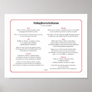 Poster Vendendo Orações para Deacons em Latim e Inglês