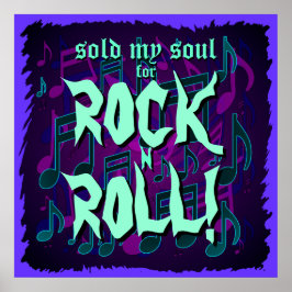 Poster Vendi Minha Alma Para Rock N Roll Azul Roxo