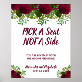 Poster Venerado de flor vermelha Escolha um assento não u