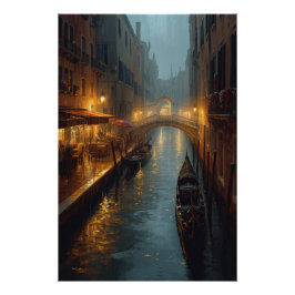 Pôster Venetian Glow – Rainy Night Lights and Reflections