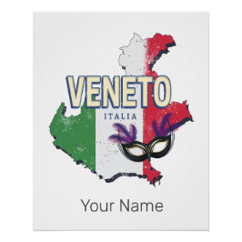 Pôster Veneto Itália Retro Região Mapa Vintage Souvenir