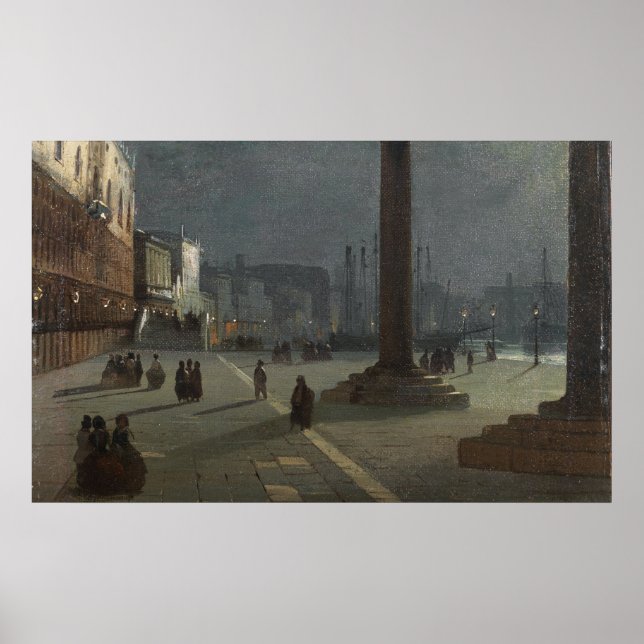 Poster Veneza: A Piazzetta à noite (Frente)