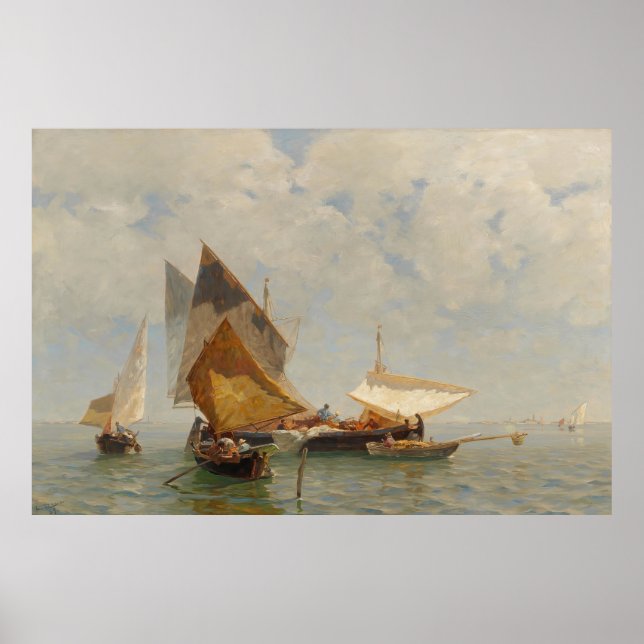 Poster Veneza, barco de pesca na lagoa (1889) (Frente)