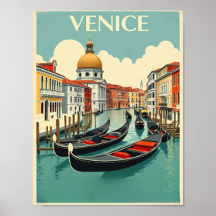 Poster Veneza Gondolas - Viagens vintage