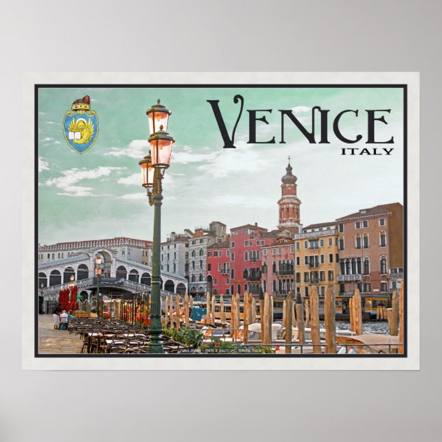 Poster Veneza - Grande Canal e Ponte de Rialto (Frente)