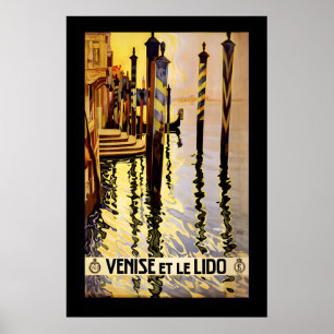 Poster Veneza Itália anos 20 Venise et le Lido Estilo Vin