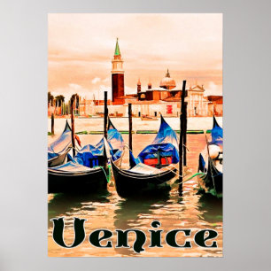 Poster Veneza, Italia, barcos na cidade move, viagens