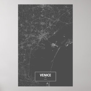 Pôster Veneza, Italia (branca no preto)