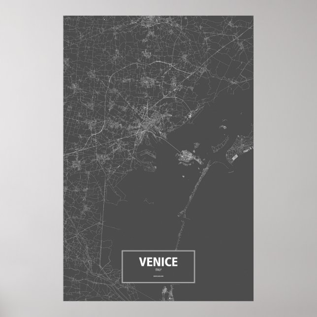 Pôster Veneza, Itália (branco a preto) (Frente)