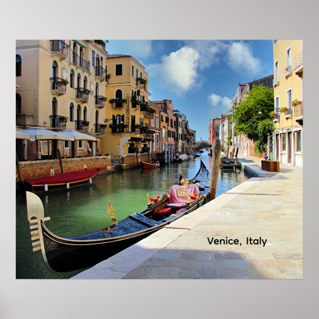 Poster Veneza, Itália, pitoresca com gôndola e canal, (Frente)