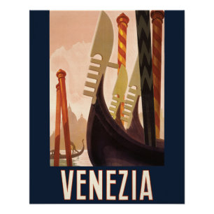 Pôster Veneza Itália Viagem Arte Gôndola Veneza Antiga