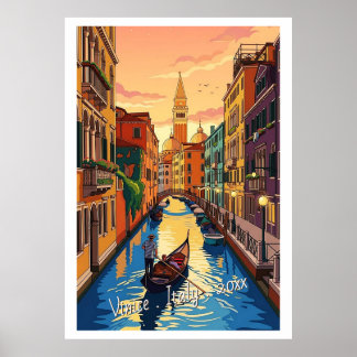 Poster Veneza Itália Viagens Retrô