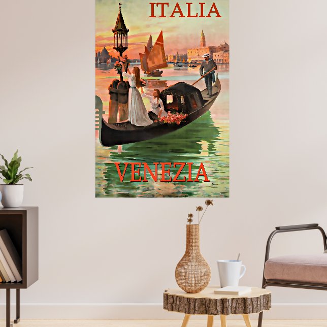 Poster Veneza Itália viagens vintage (Sala de Estar 3)