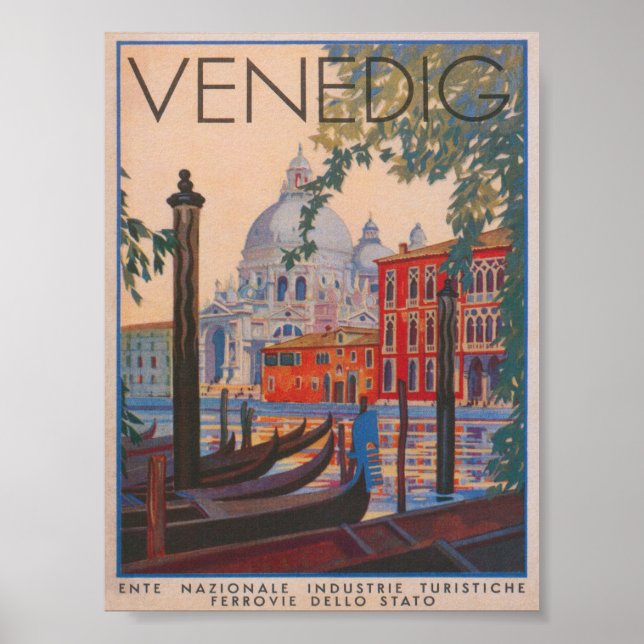 Poster Veneza Itália Viagens vintage (Frente)