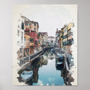 Poster Veneza Itália Watercolor Art