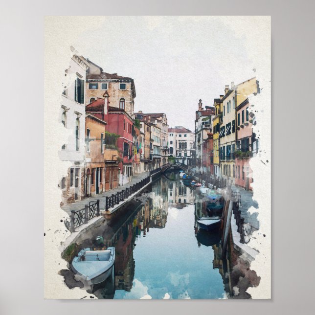 Poster Veneza Itália Watercolor Art (Frente)