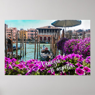 Poster Veneza te espera! Gondola, Venezia. Itália, Mercat