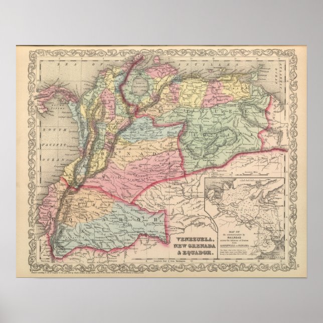Pôster Venezuela, Nova Granada e Equador (Frente)