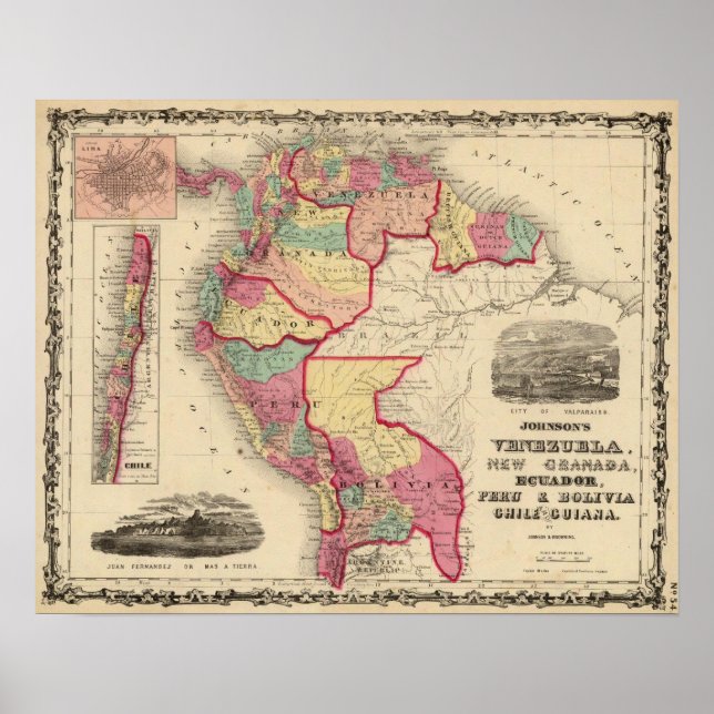 Pôster Venezuela, Nova Granada e Equador (Frente)