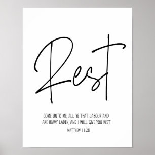 Poster Venha A Mim, Matthew 11:28, Arte de Muro de Escrit