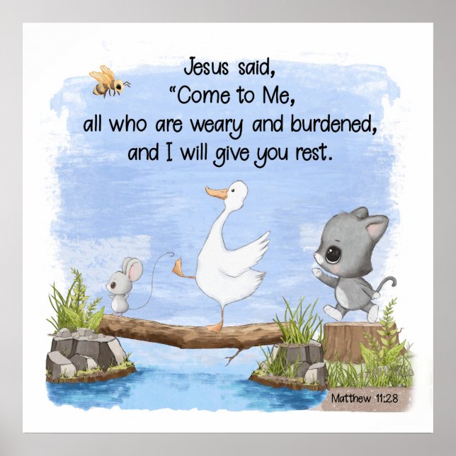 Poster Venha até mim e eu te darei o resto do Matthew 11: (Frente)