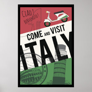 Poster Venha e Visite a Itália