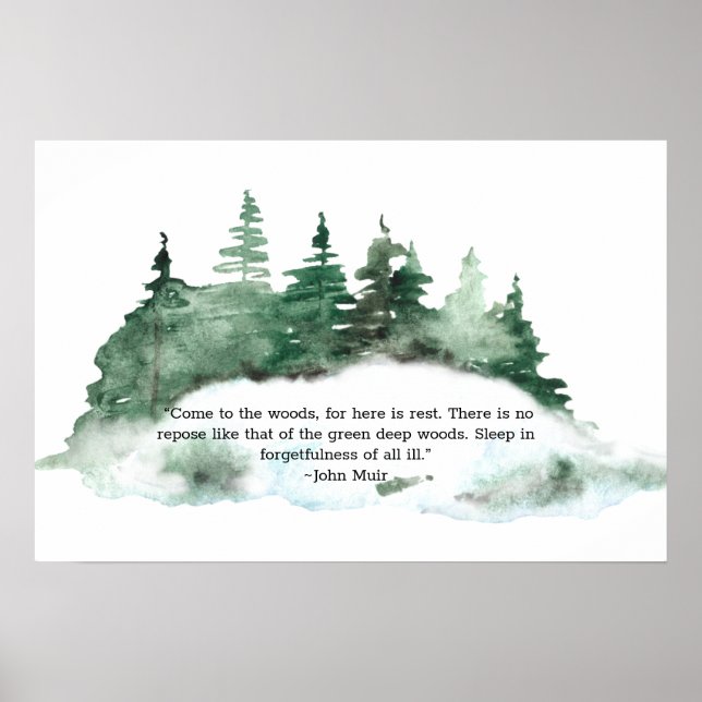 Poster Venha Para A Floresta De Citação De Madeira Muir (Frente)