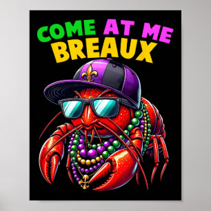 Poster Venha Para Mim Crawfish Miçangas Engraçadas Mardi