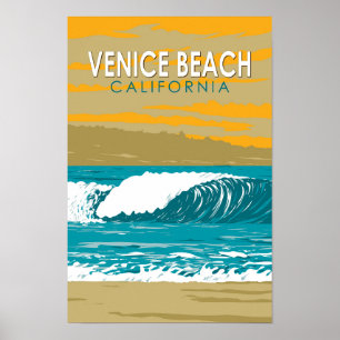 Poster Venice Beach, California Viagem Art Vintage