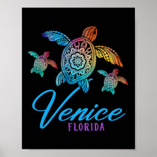 Poster Venice Beach Tie Dye Sea Turtle Flórida Família Va