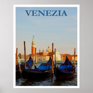 Poster Venice Gondola Viagens vintage