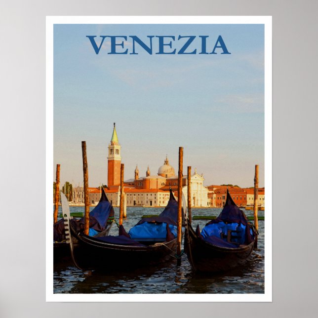Poster Venice Gondola Viagens vintage (Frente)